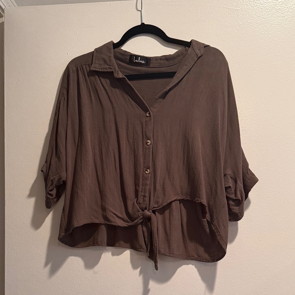 **SOLD** Lulu's Olive Green Button-Up Women's Top